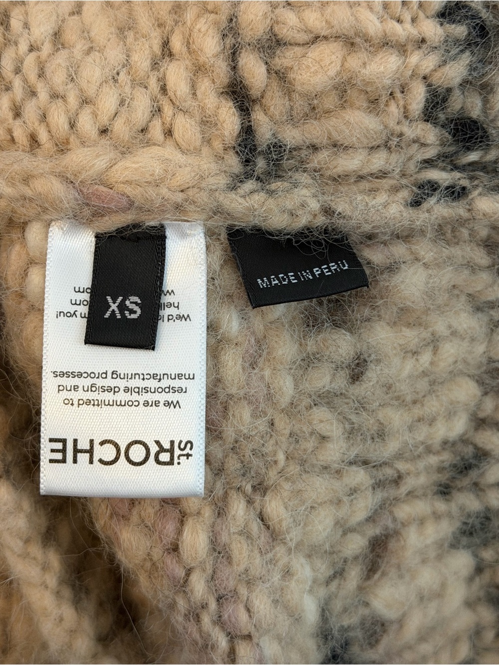 St. Roche Luna 100% Alpaca Handknit Cable Balloon Sleeve Sweater XS - Picture 6 of 8